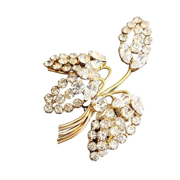 Vintage Very Well Made Rhinestone Flower Brooch Possibly...